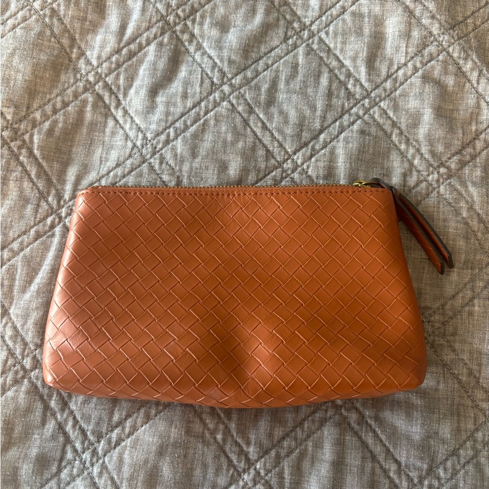 Universal Thread Leather Clutch in Warm Brown